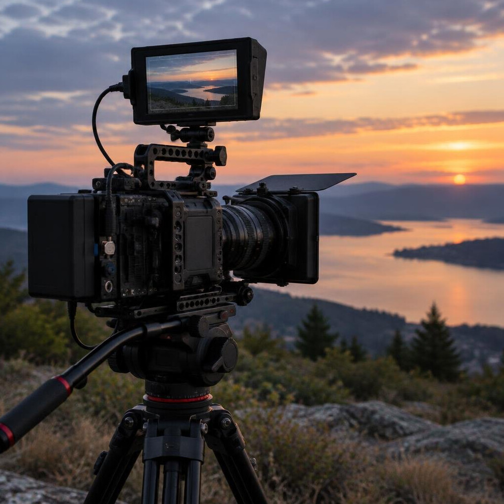 Cinema camera on a film set