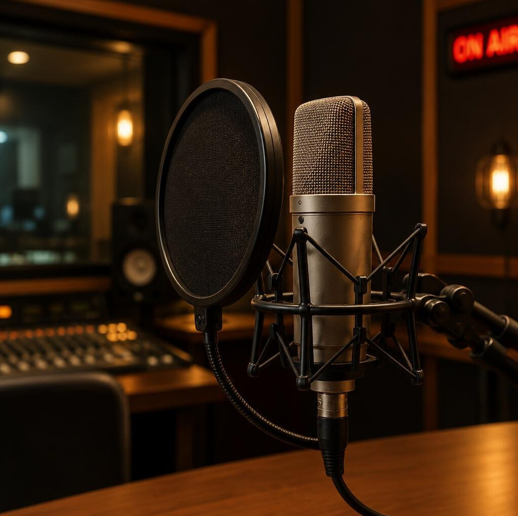 Studio microphone in a recording space