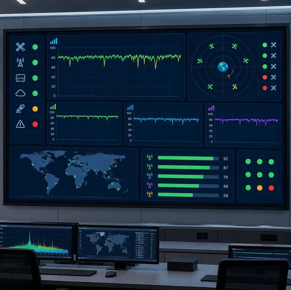 Monitoring dashboard with charts on a screen